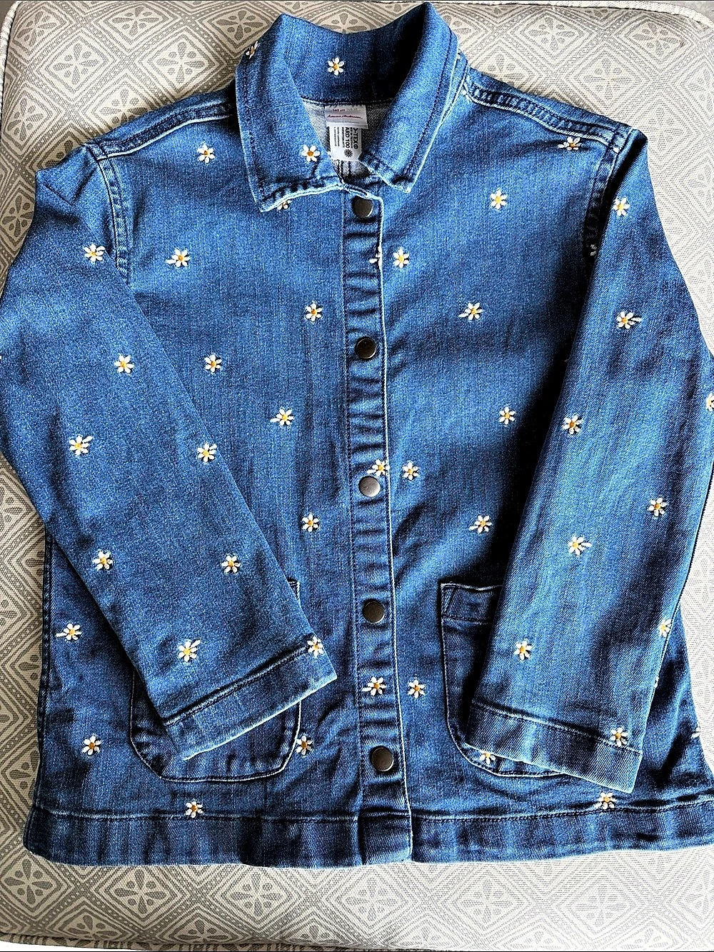 Hanna Andersson Floral Denim Jacket Girls Size 10